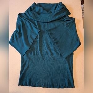 Cable & Gauge Teal Cowl Neck Sweater